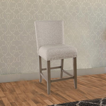 Homepop Home Decor | Backless Nailhead Trim Counter Height Bar Stools | 24 Inch Bar Stools | Decorative Home Furniture (Sterling Gray)