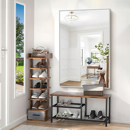 40x60inch Silver Bathroom Mirror, Silver Rectangle Mirror with Frame, Large Rectangular Wall Mirrors for Bathroom, Living Room, Hair Salon, Big Farmhouse Mirror Hang Horizontal/Vertical