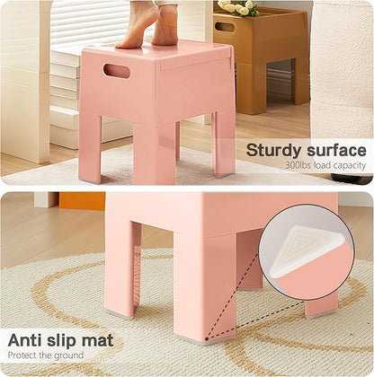 Nightstand Bedside with Storage Space, Multifunctional Colorful Plastic End Table Small Side Table for Bedroom, Dorm and Small Spaces, Easy Assembly(14.7" D x 11.8" W x 15.8" H, Pink)
