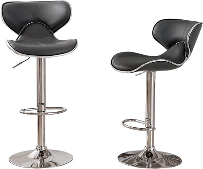 Roundhill Furniture Masaccio Cushioned Leatherette Upholstery Airlift Swivel Barstool, Set of 2, Grey