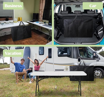 4/6/ 8 Foot Folding Table Storage Bag, Waterproof Heavy Duty Large Carrying Bag for Folding Tables, Picnic/Camp Tables Cover with Durable Zipper & Shoulder Strap, 31" D X 49" W X4.7 H, Black