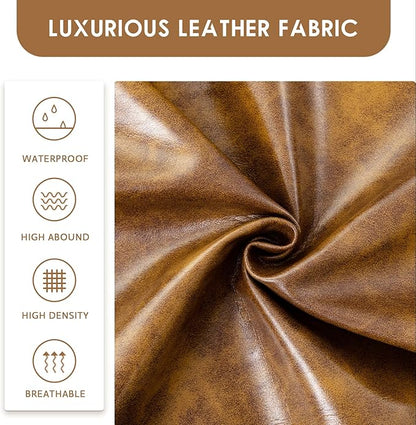 Furniliving 44 Inch Tufted Leather Bench, Leather Footrest Stool Bedroom Bench Seat, Upholstered Tufted Beathable Fabrics Ottoman Bench with X-Shaped Wood Legs for Kitchen, Solid Wood Indoor Bench