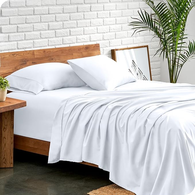 Bare Home Twin Sheet Set - 1800 Ultra-Soft Microfiber Bed Sheets - Double Brushed - Deep Pockets - Easy Fit - Extra Soft - 3 Piece Set - Bedding Sheets & Pillowcases (Twin, White)