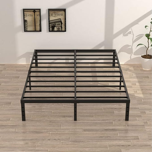 16 Inch Full Size Bed Frame No Box Spring Need, Metal Platform Full Bed Frames with 14 Inch Storage, 3,500 lbs Heavy Duty Steel Slats Support, Easy Assembly Mattress Foundation
