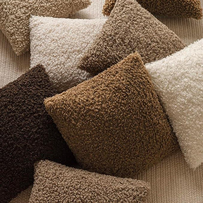 Foindtower Set of 2 Curly Teddy Wool Pillow Covers Decorative Boucle Textured Lumbar Throw Pillow Faux Fur Sherpa Pillowcases Sheepskin Fuzzy Cushion Case for Sofa Bedroom Car 12"x20" Dark Bronze