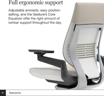 Steelcase Gesture Office Chair - Ergonomic Work Chair with Wheels for Carpet - Comfortable - Intuitive-to-Adjust for Desk - 360-Degree Arms - Coconut Yellow Fabric
