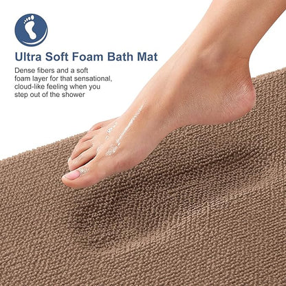 OLANLY Thick Memory Foam Bath Mat Rug 30x20, Extra Soft Absorbent Bathroom Rug, Quick Dry Bath Mats, Non-Slip, Machine Washable Carpet for Bathroom, Tub and Shower, Home Decor Accessories, Mocha