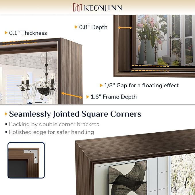 Keonjinn 24 x 32 Inch Brushed Bronze Mirror, Rectangle Bathroom Vanity Mirror for Wall, Aluminum Alloy Framed, Modern Farmhouse, Rectangular Square Corner, Decorative(Horizontal/Vertical)