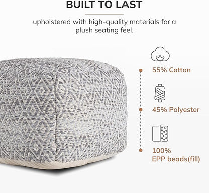 Anji Mountain 22"x22"x16" Handmade & Handcrafted Ottoman Pouf Comfortable Pouf Ottoman Foot Rest & Home Décor Accent for Living Room, Bedroom, Nursery, Kids Room, Patio