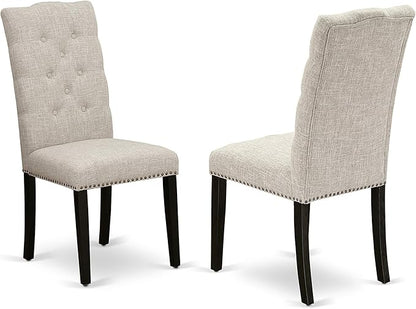 East West Furniture X677EL635-5 5 Piece Kitchen Table & Chairs Set Includes a Rectangle Dining Room Table with X-Legs and 4 Doeskin Linen Fabric Parsons Chairs, 40x72 Inch, Multi-Color