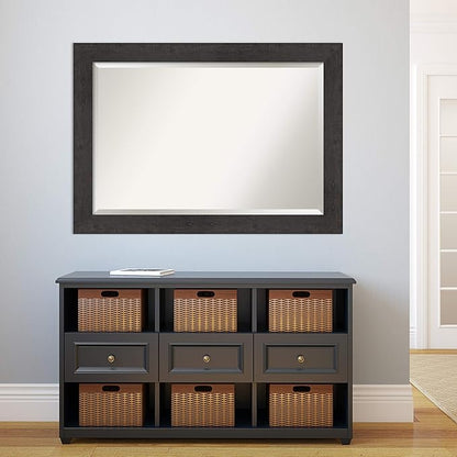 Amanti Art Brown Bathroom Mirror for Over Sink, 30x42 Rustic Plank Espresso Rectangle Vanity Mirror, Large Rustic Farmhouse Frame, Hangs Horizonally and Vertically, Bathroom Wall Decor, Beveled Edge