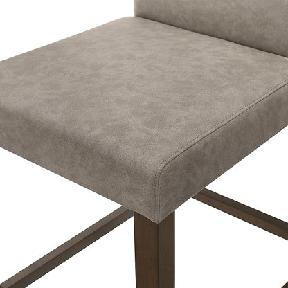 CHITA Counter Height Bar Stools Set of 3, 27" H Seat Height Upholstered Barstools, PU Leather in Stone Grey