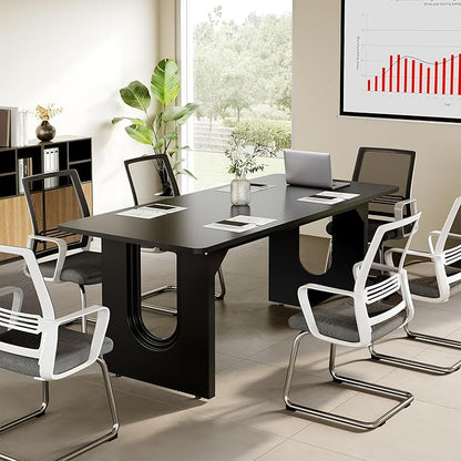 LITTLE TREE 70.8-Inch Home Office Desk, White Computer Desk with Storage, Study Writing Work Desk for Home Office, Spacious Modern Simple Desk, Black