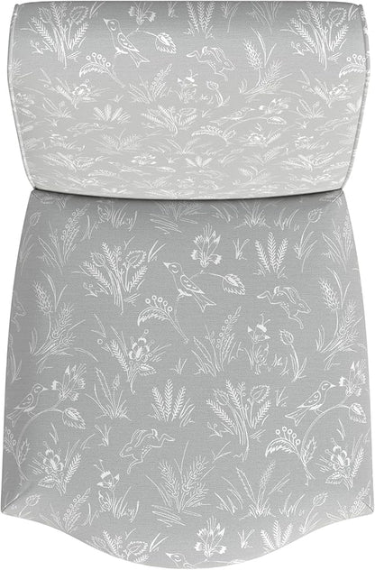 HomePop Scalloped Detail Dining Chair|Upholstered Parsons Dining Chairs |Decorative Home Furniture, Light Gray Floral with Animal Motifs (Set of 2)