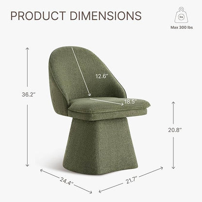 Swivel Dining Chairs Modern Desk Chair Upholstered Linen Fabric Side Chair for Kitchen Dining Room Bedroom,Moss Green,2 Box