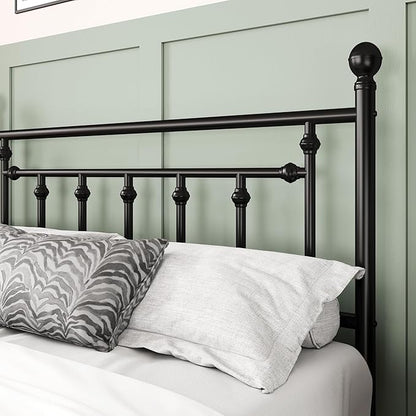Allewie 14 Inch Full Size Metal Platform Bed Frame with Victorian Vintage Headboard and Footboard/Mattress Foundation/Under Bed Storage/No Box Spring Needed/Easy Assembly/Noise Free/Black