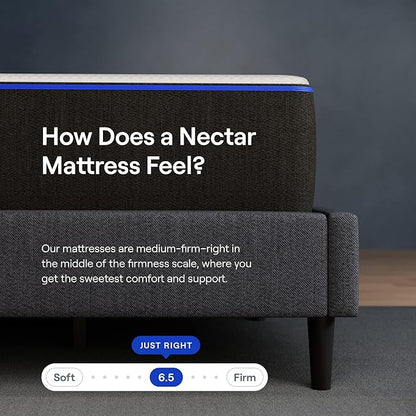 Nectar Full 12” Mattress with Bed Frame & Headboard - Grey - Medium Firm Gel Memory Foam - Cooling Comfort Technology - 365-Night Trial - Forever Warranty - Easy Assembly - 8 Inch Legs - Wooden Slats