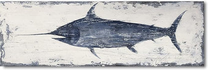 Yihui Arts Nautical Canvas Wall Art Animal Pictures Hand Painted Swordfish Paintings Ancient Ocean Seascape Coatal Artwork for Living Room Decoration
