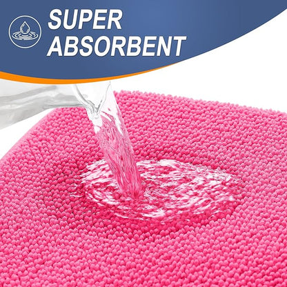 OLANLY Thick Memory Foam Bath Mat Rug 30x20, Extra Soft Absorbent Bathroom Rug, Quick Dry Bath Mats, Non-Slip, Machine Washable Carpet for Bathroom, Tub and Shower, Home Decor Accessories, Hot Pink