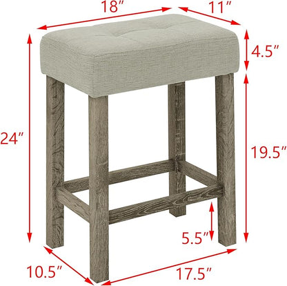 Ball & Cast 4 Piece Kitchen Dining Room Table and Chairs Set, Farmhouse Wooden Counter Height Bar-Sets w/USB Ports & Power Outlet & 3pcs Stools, 59" Sofa-Table Barstool w/Charging Station, Brown