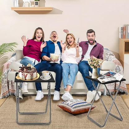 Garden 4 you Folding TV Tray Table,TV Dinner Table with Sturdy MDF Top,Eating Trays for Living Room with No Assembly Required, 2PCS (Black)
