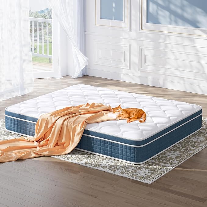 Twin Mattress 10 Inch, Hybrid Twin Size Mattress in a Box, Twin Bed Mattress with Individual Pocket Springs and Pressure-Relieving Memory Foam, Breathable, Medium Firm Mattress 75"x39"x10"