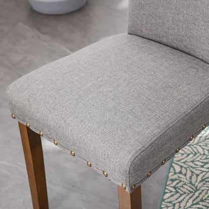 Parsons Kitchen Dining Chair Set Room Modern Upholstered Stylish Fabric High Back with Bronze Nailhead Trim