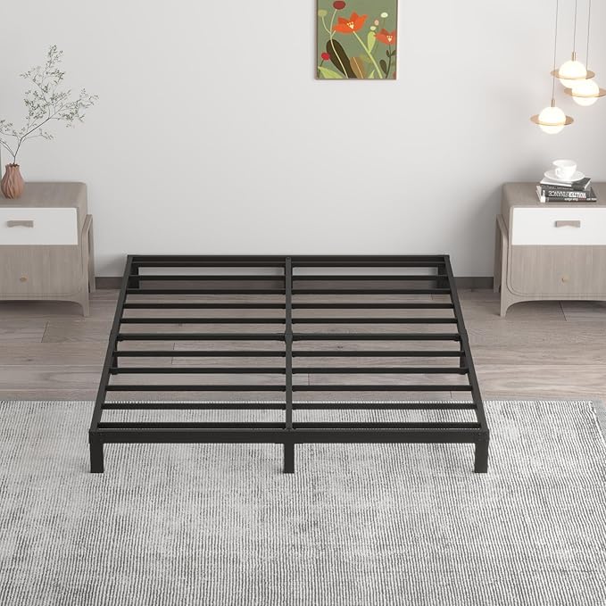 7 Inch Full Bed Frame No Box Spring Need, Low Profile Metal Platform Full Size Bed Frame, Heavy Duty Support Bedframes Full, Easy Assembly
