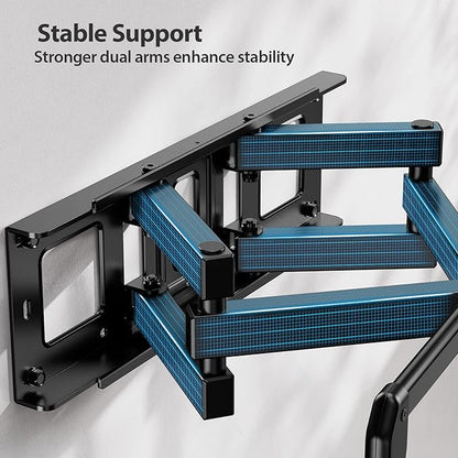 Pipishell Full-Motion TV Wall Mount for Most 37–75 Inch TVs up to 100 lbs, Wall Mount TV Bracket with Dual Articulating Arms, Extension, Swivel, Tilt, Fits 16" Wood Studs, 600 x 400mm Max VESA, PILF8