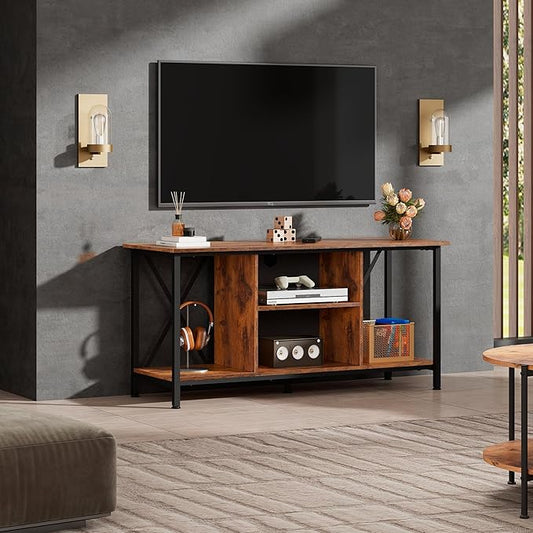 WLIVE TV Stand up to 45 Inch TV, 41" Entertainment Center with Open Storage Shelf for Living Room, Rustic Brown