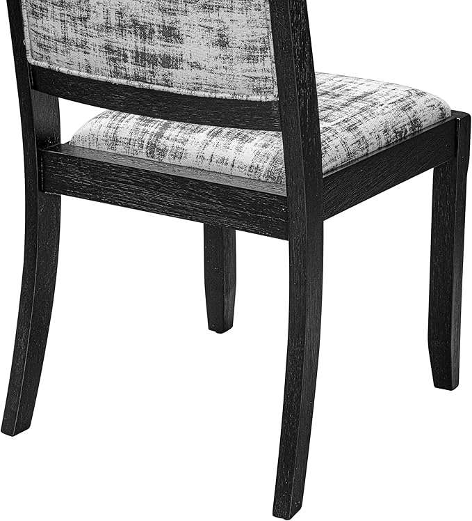 X12X2-006-30 - 13-piece Dining Room Table Set a Rectangular Kitchen Table and 12 Wire Brushed Black Polyester Fabric Stackable Chair, 39x120 Inch, Wire Brushed Black