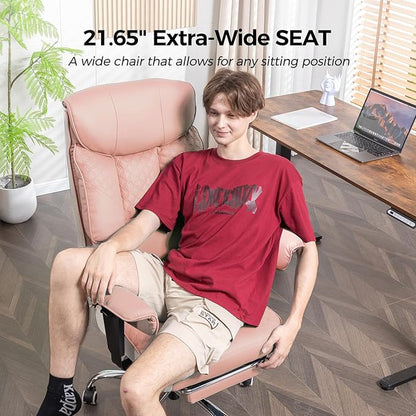 GTRACING Big and Tall Office Chair 400LBS Wide Ergonomic Gaming Chair with Deluxe Embossing Designed Leather with Foot Rest,150°Reclining Adjustable Soft Armrests Pocket Spring Back Support and Pillow