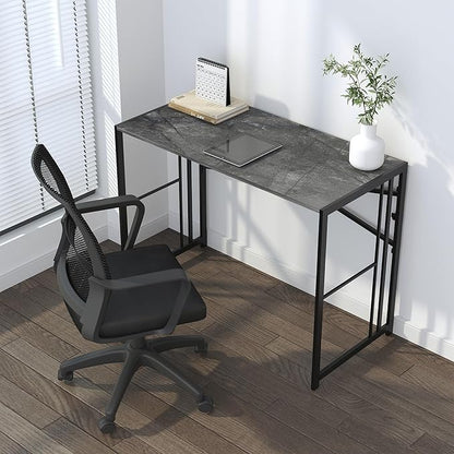 Folding Desk 40 inch Writing Gaming Computer Camping Desk, No Assembly Required Home Office Table, Grey