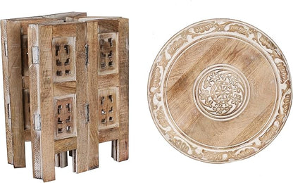 Versatile Octagonal Wooden Table – 12" Round Top, 12" Height – Rustic White-Wash Coffee Table, Side Table, or End Table for Living Room, Bedroom, or Kids’ Room