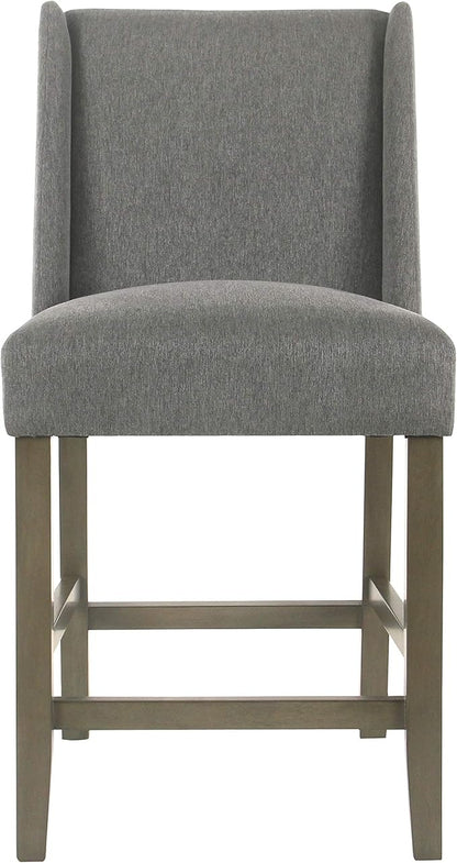 Homepop Home Decor | Modern Counter Stool | Counter Stools With Back | Decorative Home Furniture, Gray 24 inch, Pewter Woven
