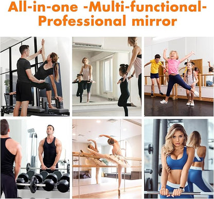 Hasipu Home Gym Mirror 48" L x 30" W - 2PCS Large Full Body Mirror for Yoga, Wall-Mounted Mirrors for Fitness, Garage, Dance Studio, 0.16in Tempered Glass Frameless