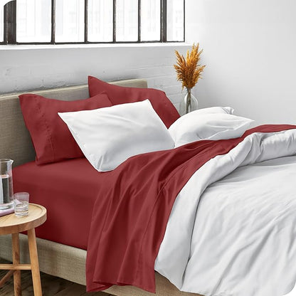 Bare Home Twin Sheet Set - 1800 Ultra-Soft Microfiber Twin Bed Sheets - Double Brushed - Deep Pockets - Easy Fit - 3 Piece Set - Bed Sheets (Twin, Rosewood)