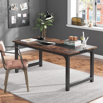 Tribesigns 63” Executive Desk, Large Office Computer Desk with Thicken Frame, Modern Simple Workstation Business Furniture for Home Office, Vintage Brown/Black