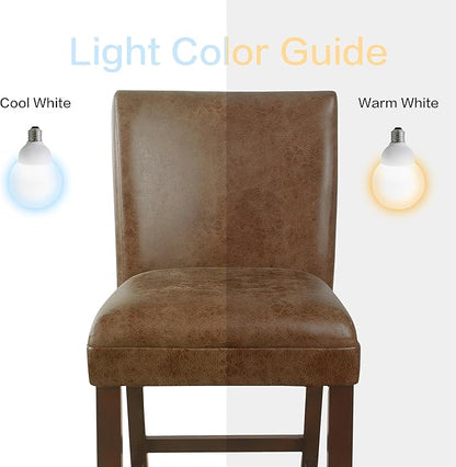 HomePop by Kinfine Fabric Upholstered Parsons Leatherette Counter Height Barstool Chair - 24-Inch, Distressed Brown Faux Leather(Single Pack)