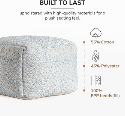 Anji Mountain 22"x22"x16" Handmade & Handcrafted Ottoman Pouf Comfortable Pouf Ottoman Foot Rest & Home Décor Accent for Living Room, Bedroom, Nursery, Kids Room, Patio