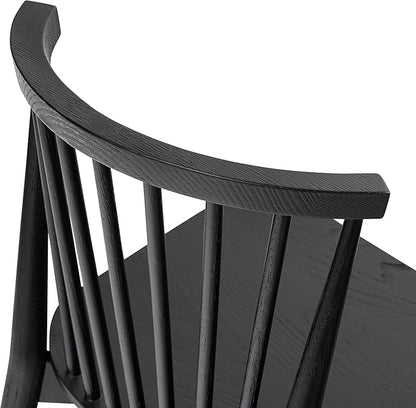 POLY & BARK Ligna Dining Chair Oak – Mid-Century Inspired Chair with Sculpted Spindle Back – Solid American Walnut Frame and Engineered Wood Veneered Seat – Fully Assembled and Ready to Use