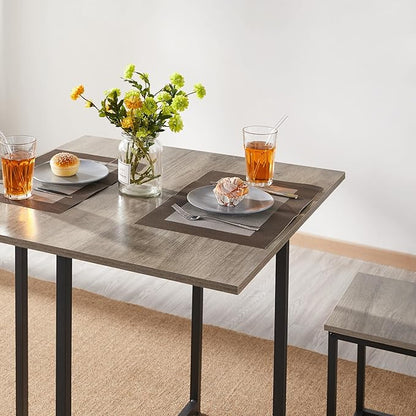 Yaheetech Dining Table Set for 4 Industrial Kitchen Table with 4 Chairs, Space-Saving Design for Apartment, Small Space, Breakfast Nook, Gray
