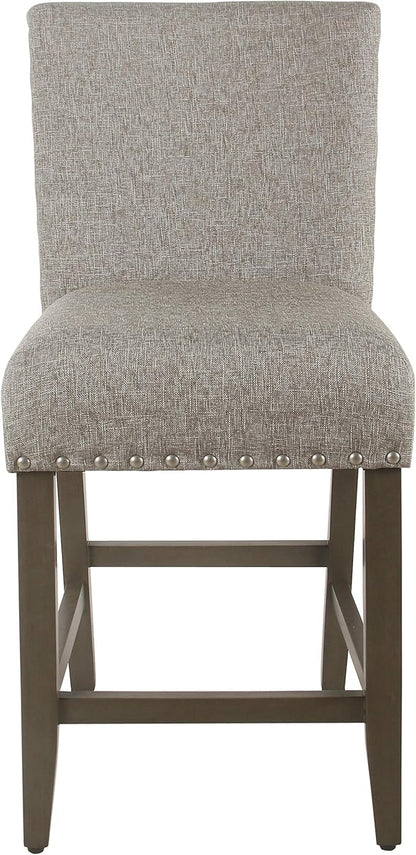 Homepop Home Decor | Backless Nailhead Trim Counter Height Bar Stools | 24 Inch Bar Stools | Decorative Home Furniture (Sterling Gray)
