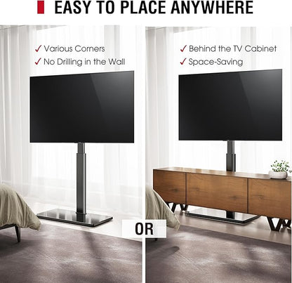 Swivel TV Floor Stand for 43-75 Inches TVs, 10 Level Height Adjustable Corner Extra Tall TV Stand Mount for Living Room/Bedroom, Holds up to 110 lbs,MAX VESA 600x400mm,Black