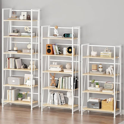 BHG Vintage Multifunctional Folding Bookshelf, No-Assembly Plant Stand Storage Rack Shelves for Home Office