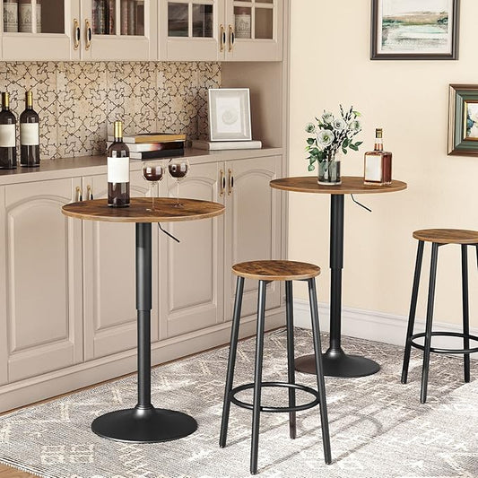 HOOBRO Bar Stools, Set of 2 Bar Chairs, Kitchen Round Height Stools with Footrest, Breakfast Bar Stools, Sturdy Steel Frame, for Dining Room, Kitchen, Party, Easy Assembly, Rustic Brown BF03BY01