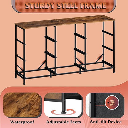 WLIVE 47''W Dresser for Bedroom, Dresser TV Stand for 45, 50, 55 inch TV, Wide Chest of Drawers with 9 Drawer, Large Entertainment Center, Fabric Dressers with Wood Top for Living Room, Rustic Brown