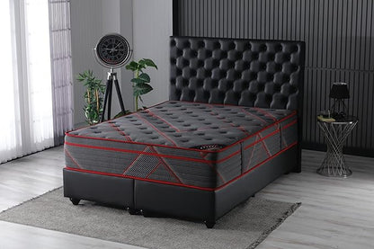 Ottomanson King 13" Luxury Black Eurotop Mattress - Medium-Firm Hybrid Comfort - Made in USA - Premium Quilted Cover - Fiberglass-Free - Bed in a Box