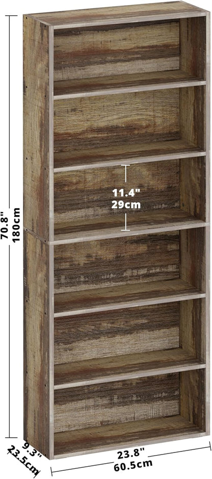 IRONCK Bookshelves and Bookcases Floor Standing 6 Tiers Display Storage Shelves 70 in Tall Bookcase Home Decor Furniture for Home Office, Living Room, Bed Room