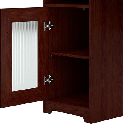 Bush Furniture Cabot L Shaped Computer Hutch, Corner Desk with Storage for Home Office, 60W, Harvest Cherry